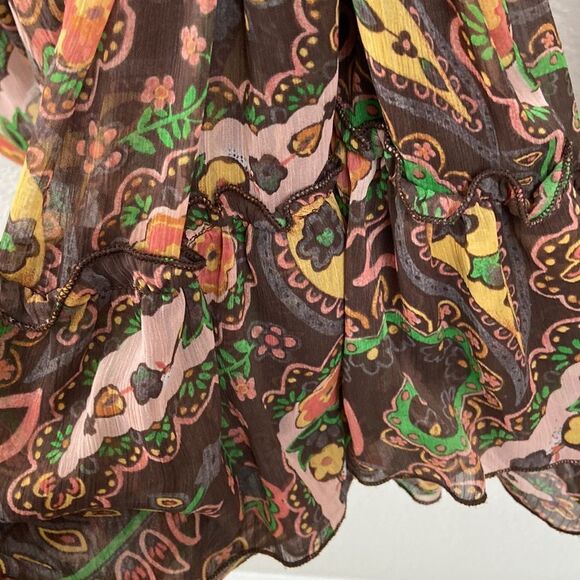 Vintage American Rag Paisley Off The Shoulder Mini Belted Dress size XS - Picture 8 of 11